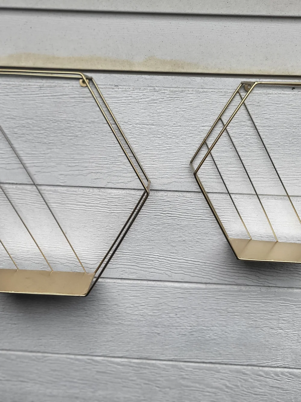 Modern Hexagon Wall Shelves in Gold with Black Accents